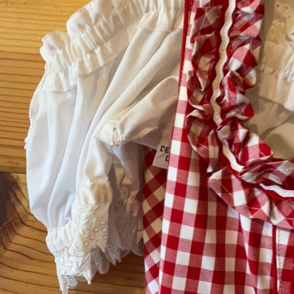 Red and White Checkered Dress with Lace-Up Front - Picture 9 of 16